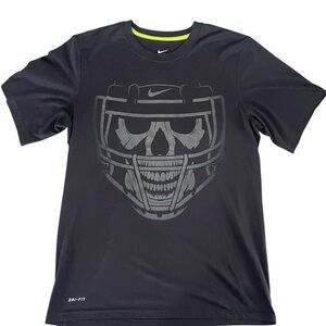Nike Dri-Fit Football Skull Helmet Graphic T-Shirt – Men’s Medium – Black –